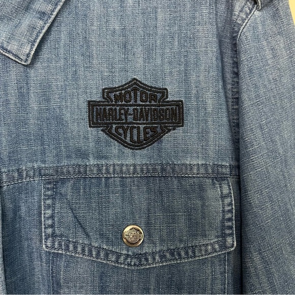 Harley-Davidson Division Chambray Anorak Jacket Denim Size Large NWT - Picture 5 of 13